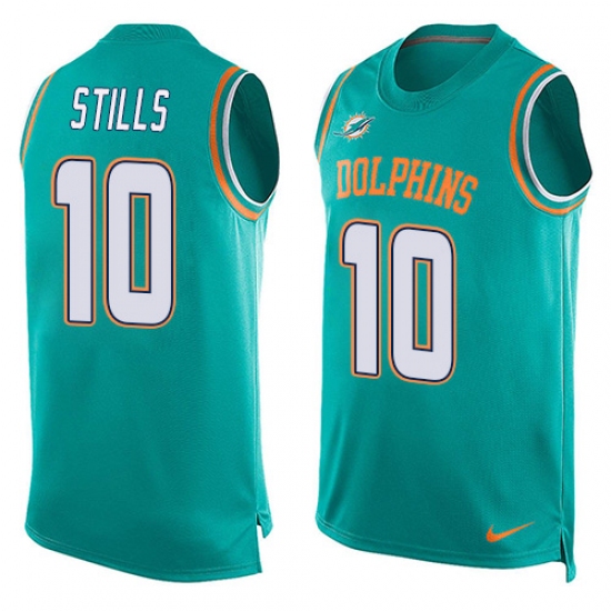 Men's Nike Miami Dolphins 10 Kenny Stills Limited Aqua Green Player Name & Number Tank Top NFL Jersey