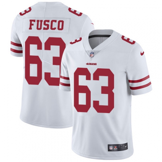 Men's Nike San Francisco 49ers 63 Brandon Fusco White Vapor Untouchable Limited Player NFL Jersey