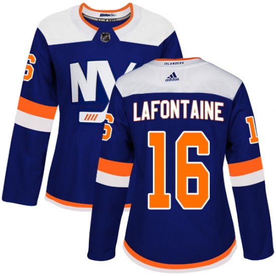 Women's Adidas New York Islanders 16 Pat LaFontaine Premier Blue Alternate NHL Jersey