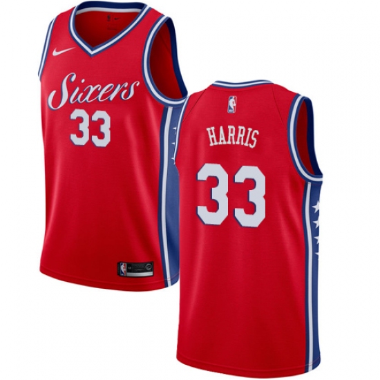 Women's Nike Philadelphia 76ers 33 Tobias Harris Red NBA Swingman Statement Edition Jersey