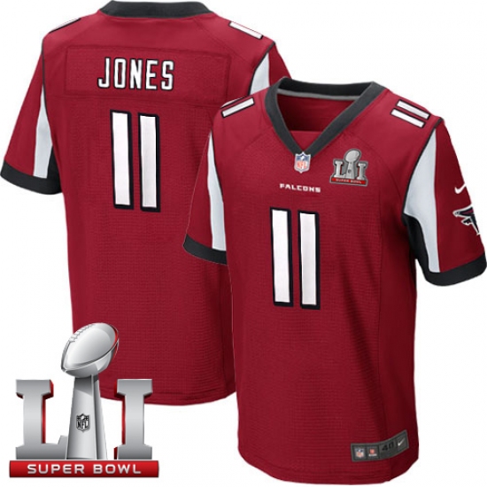 Men's Nike Atlanta Falcons 11 Julio Jones Elite Red Team Color Super Bowl LI 51 NFL Jersey