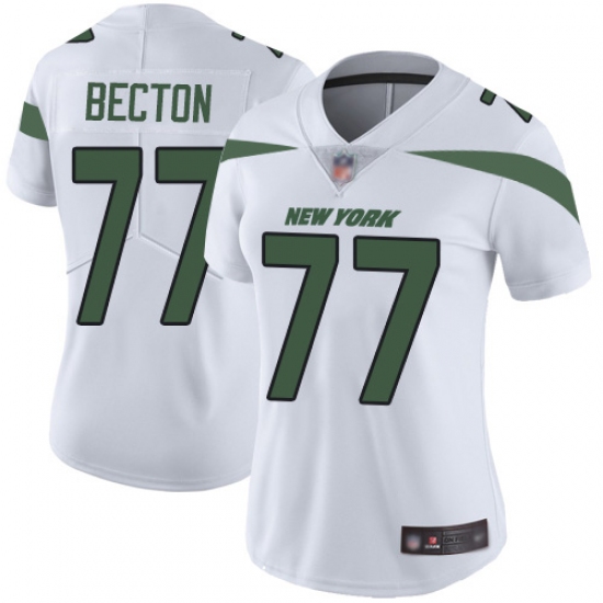 Women's New York Jets 77 Mekhi Becton White Stitched Vapor Untouchable Limited Jersey