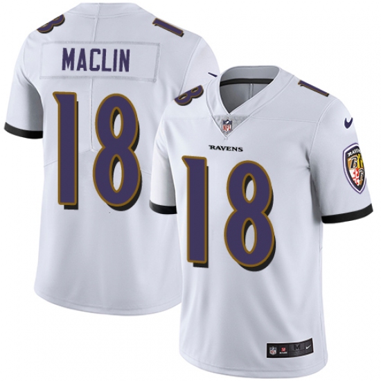 Youth Nike Baltimore Ravens 18 Jeremy Maclin White Vapor Untouchable Limited Player NFL Jersey