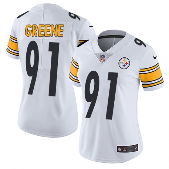 Women's Nike Pittsburgh Steelers 91 Kevin Greene White Vapor Untouchable Limited Player NFL Jersey
