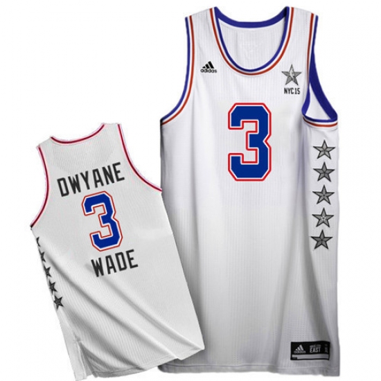 Men's Adidas Miami Heat 3 Dwyane Wade Swingman White 2015 All Star NBA Jersey