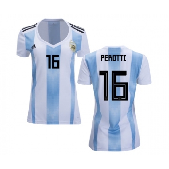 Women's Argentina 16 Perotti Home Soccer Country Jersey