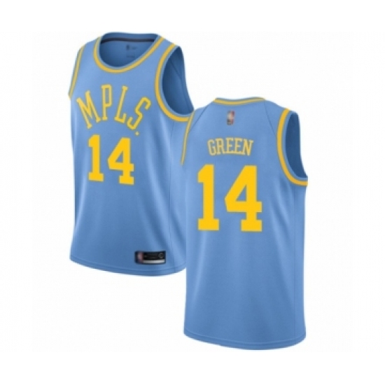 Men's Los Angeles Lakers 14 Danny Green Authentic Blue Hardwood Classics Basketball Jersey