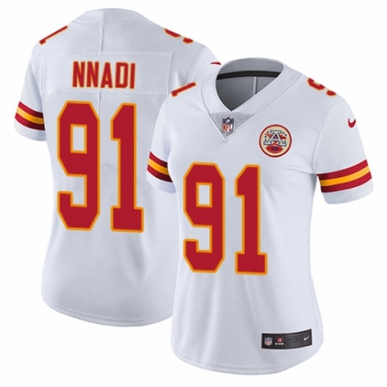 Women's Nike Kansas City Chiefs 91 Derrick Nnadi White Vapor Untouchable Elite Player NFL Jersey