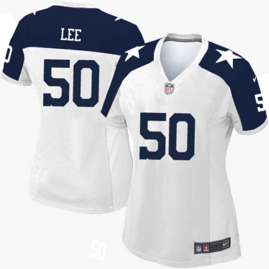 Women's Nike Dallas Cowboys 50 Sean Lee Limited White Throwback Alternate NFL Jersey