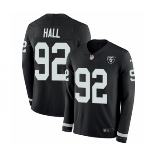 Youth Nike Oakland Raiders 92 P.J. Hall Limited Black Therma Long Sleeve NFL Jersey