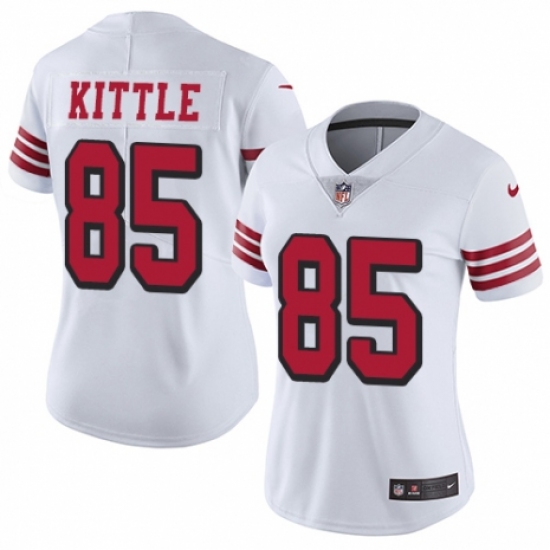 Women's Nike San Francisco 49ers 85 George Kittle Limited White Rush Vapor Untouchable NFL Jersey