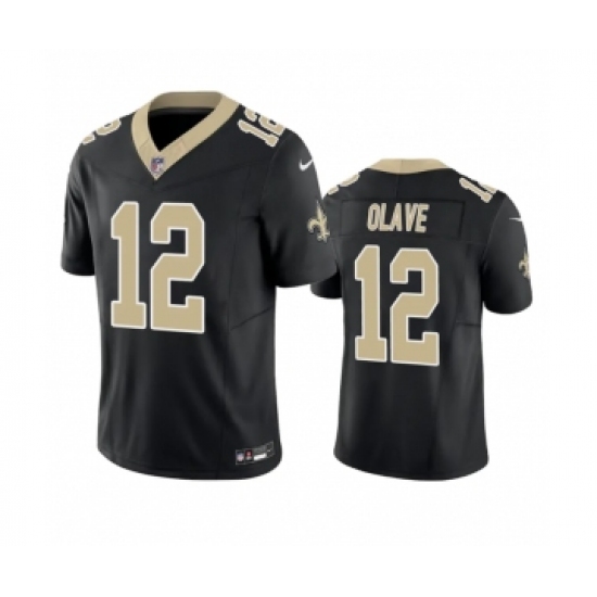 Men's New Orleans Saints 12 Chris Olave Black 2023 F.U.S.E. Vapor Untouchable Limited Stitched Jersey
