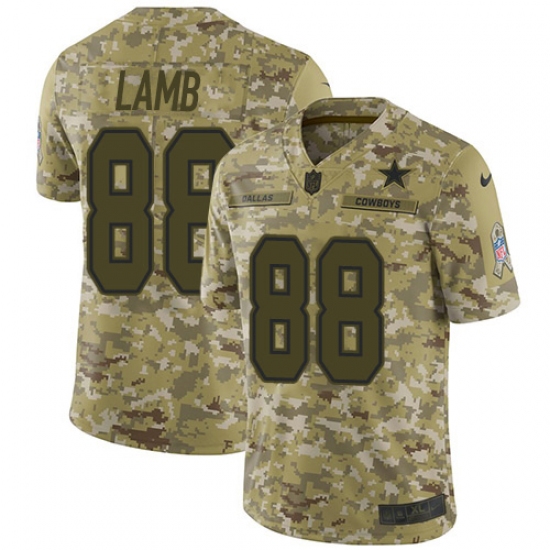 Youth Dallas Cowboys 88 CeeDee Lamb Camo Stitched Limited 2018 Salute To Service Jersey