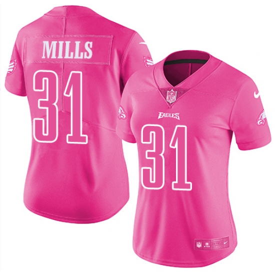 Women's Nike Philadelphia Eagles 31 Jalen Mills Limited Pink Rush Fashion NFL Jersey