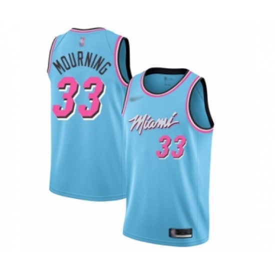 Youth Miami Heat 33 Alonzo Mourning Swingman Blue Basketball Jersey - 2019 20 City Edition