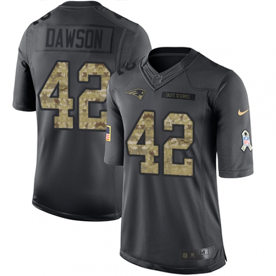Men's Nike New England Patriots 42 Duke Dawson Limited Black 2016 Salute to Service NFL Jersey