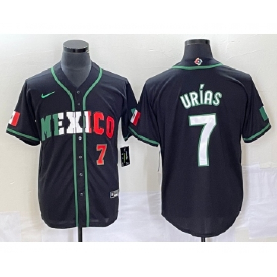Men's Mexico Baseball 7 Julio Urias Number 2023 Black White World Classic Stitched Jersey4