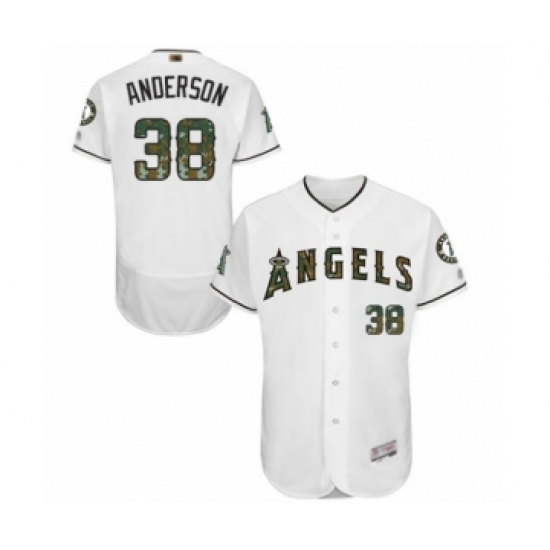 Men's Los Angeles Angels of Anaheim 38 Justin Anderson Authentic White 2016 Memorial Day Fashion Flex Base Baseball Player Jersey