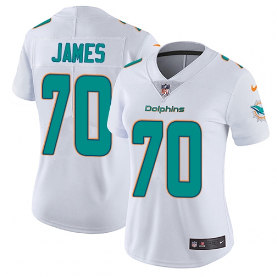 Women's Nike Miami Dolphins 70 Ja'Wuan James Elite White NFL Jersey