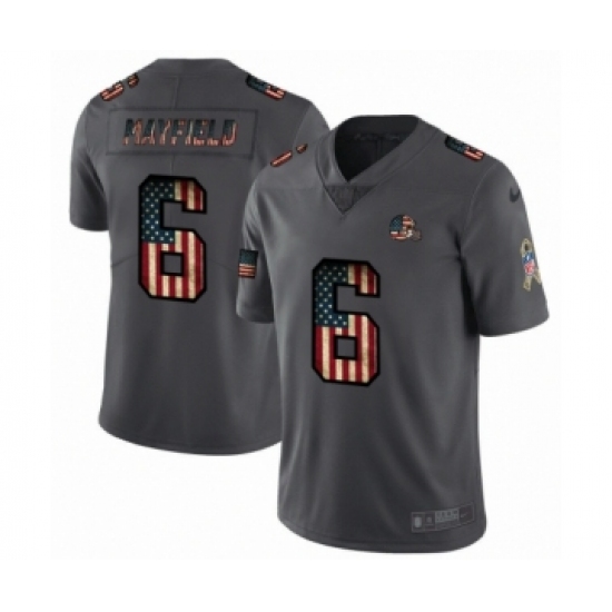 Men's Cleveland Browns 6 Baker Mayfield Limited Black USA Flag 2019 Salute To Service Football Jersey