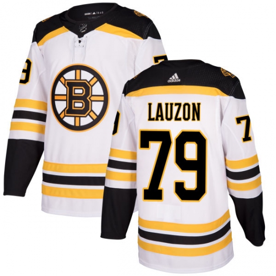Women's Adidas Boston Bruins 79 Jeremy Lauzon Authentic White Away NHL Jersey