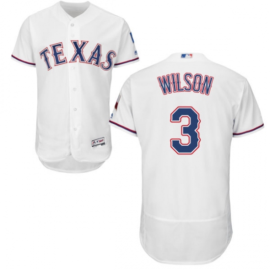 Men's Majestic Texas Rangers 3 Russell Wilson White Home Flex Base Authentic Collection MLB Jersey