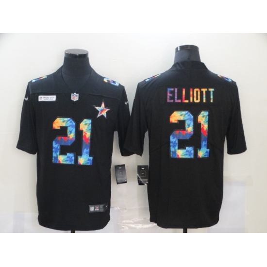 Men's Dallas Cowboys 21 Ezekiel Elliott Rainbow Version Nike Limited Jersey
