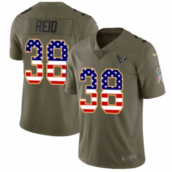 Men's Nike Houston Texans 38 Justin Reid Limited Olive USA Flag 2017 Salute to Service NFL Jersey