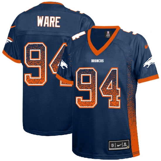 Women's Nike Denver Broncos 94 DeMarcus Ware Elite Navy Blue Drift Fashion NFL Jersey