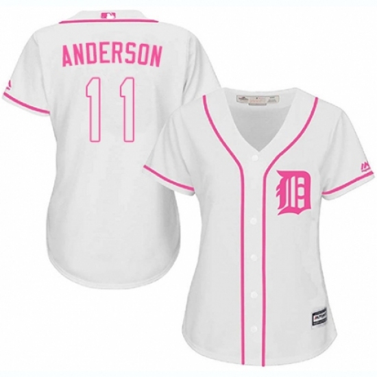 Women's Majestic Detroit Tigers 11 Sparky Anderson Replica White Fashion Cool Base MLB Jersey