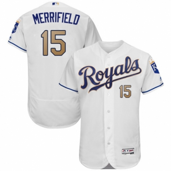 Men's Majestic Kansas City Royals 15 Whit Merrifield White Flexbase Authentic Collection MLB Jersey