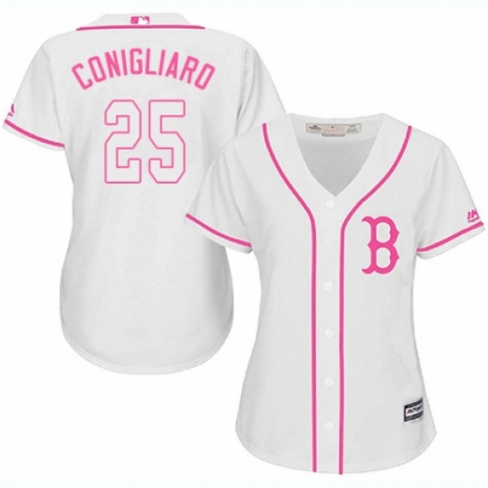 Women's Majestic Boston Red Sox 25 Tony Conigliaro Authentic White Fashion MLB Jersey