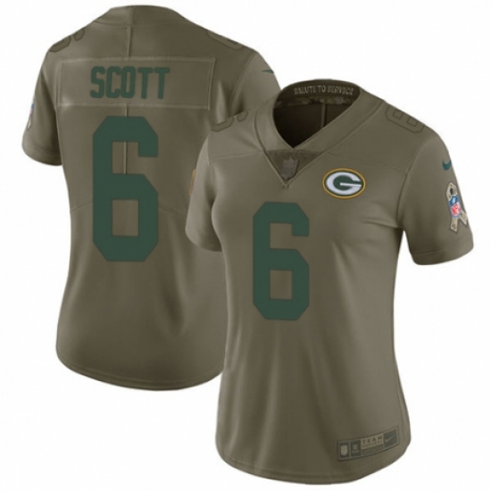 Women's Nike Green Bay Packers 6 JK Scott Limited Olive 2017 Salute to Service NFL Jersey