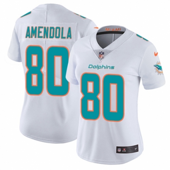 Women's Nike Miami Dolphins 80 Danny Amendola White Vapor Untouchable Limited Player NFL Jersey