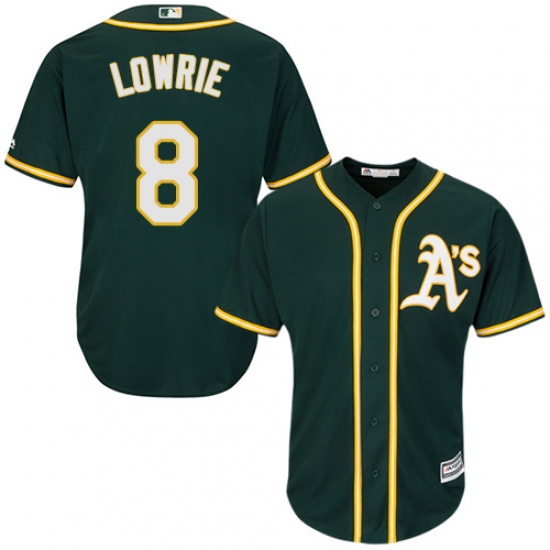 Youth Majestic Oakland Athletics 8 Jed Lowrie Replica Green Alternate 1 Cool Base MLB Jersey