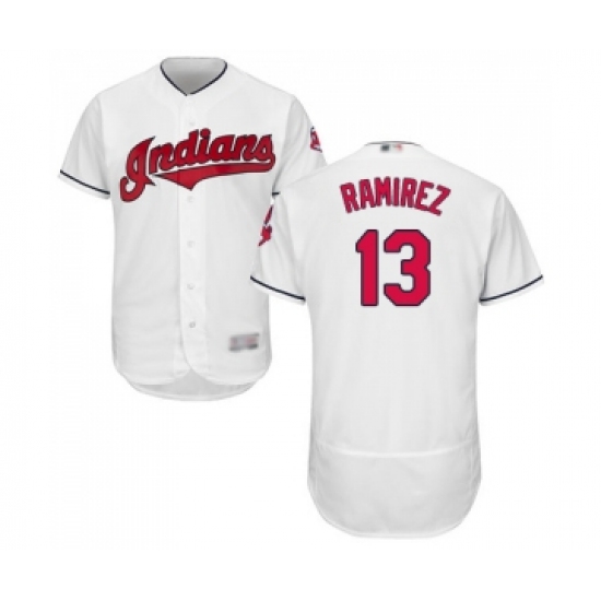 Men's Cleveland Indians 13 Hanley Ramirez White Home Flex Base Authentic Collection Baseball Jersey