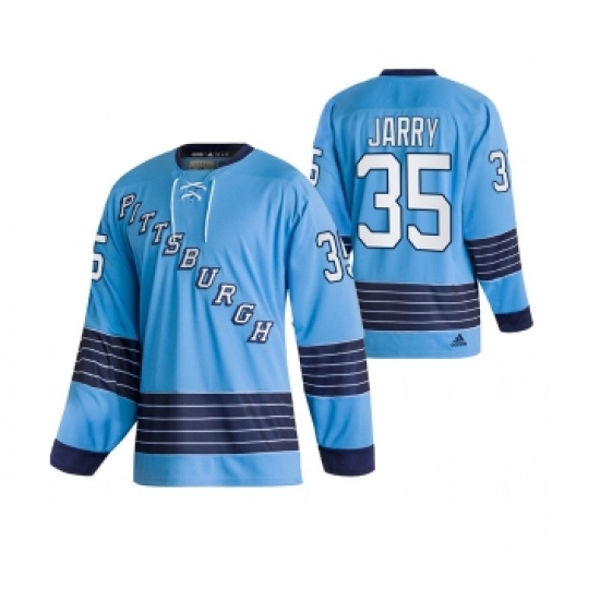 Men's Pittsburgh Penguins 35 Tristan Jarry 2022 Blue Classics Stitched Jersey