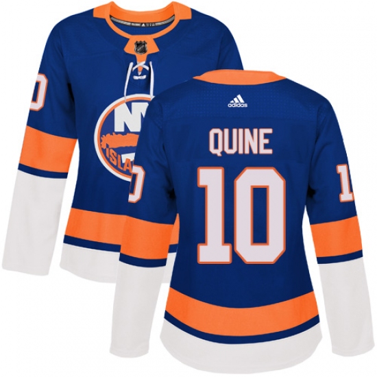 Women's Adidas New York Islanders 10 Alan Quine Authentic Royal Blue Home NHL Jersey