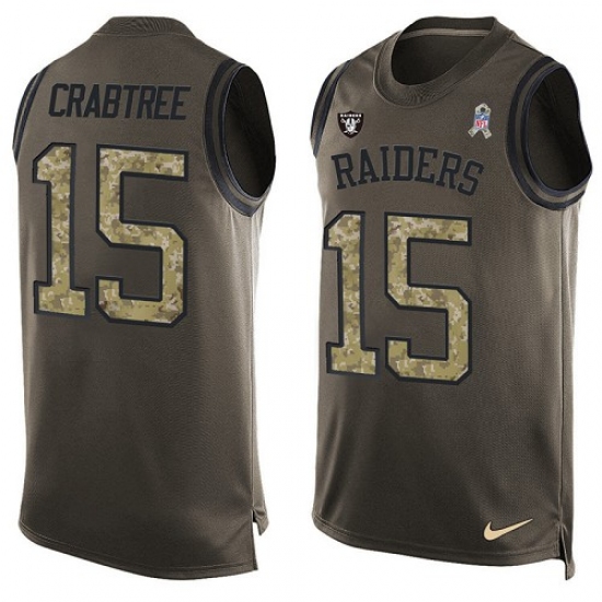 Men's Nike Oakland Raiders 15 Michael Crabtree Limited Green Salute to Service Tank Top NFL Jersey