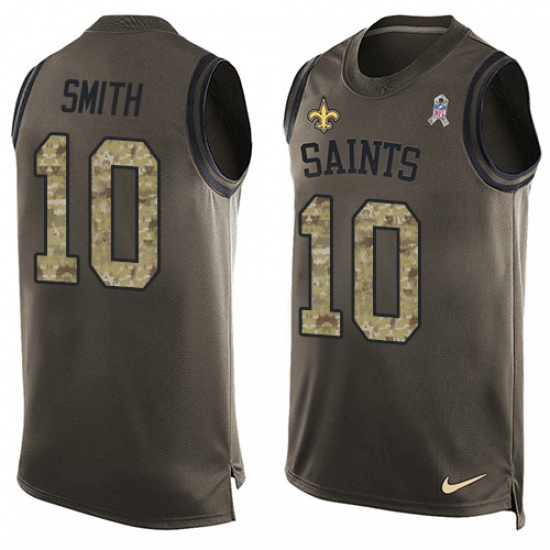 Men's Nike New Orleans Saints 10 Tre'Quan Smith Limited Green Salute to Service Tank Top NFL Jersey