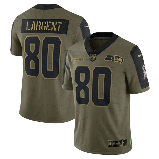 Men's Seattle Seahawks 80 Steve Largent Nike Olive 2021 Salute To Service Retired Player Limited Jersey