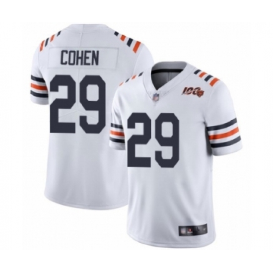 Men's Chicago Bears 29 Tarik Cohen White 100th Season Limited Football Jersey