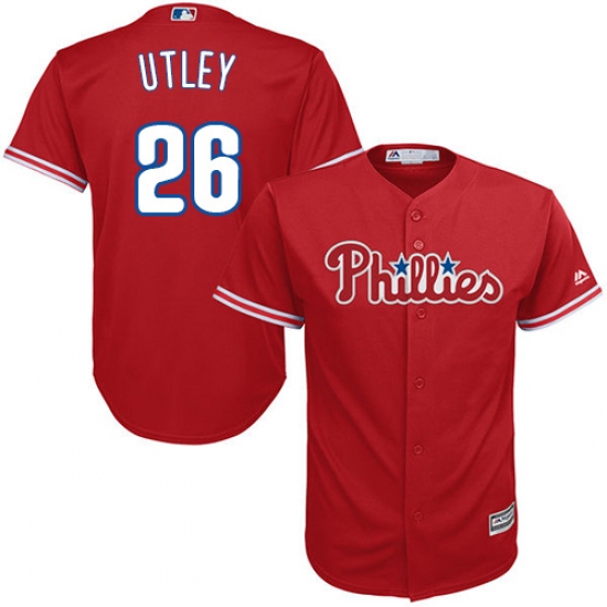 Men's Majestic Philadelphia Phillies 26 Chase Utley Replica Red Alternate Cool Base MLB Jersey