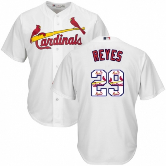 Men's Majestic St. Louis Cardinals 29 lex Reyes Authentic White Team Logo Fashion Cool Base MLB Jersey