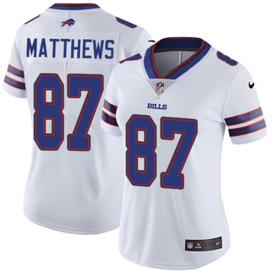 Women's Nike Buffalo Bills 87 Jordan Matthews White Vapor Untouchable Limited Player NFL Jersey