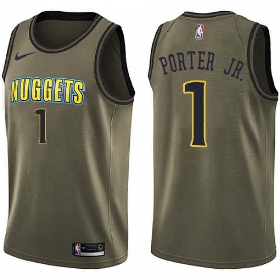 Men's Nike Denver Nuggets 1 Michael Porter Jr. Green NBA Swingman Salute to Service Jersey