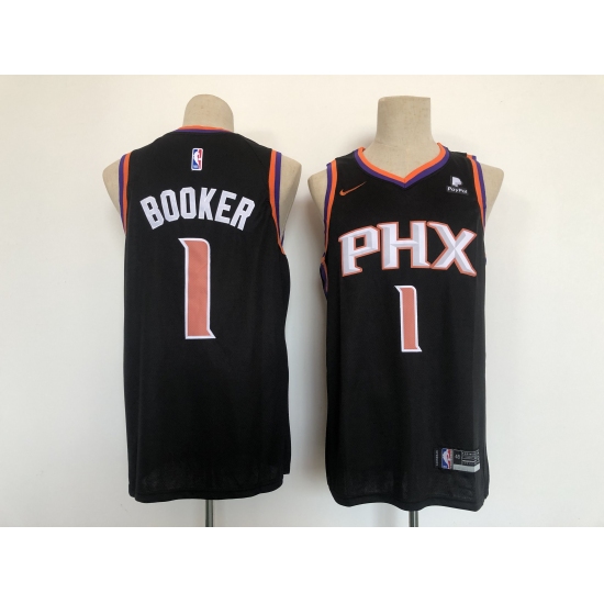 Men's Phoenix Suns 1 Devin Booker Swingman Black Basketball Jersey