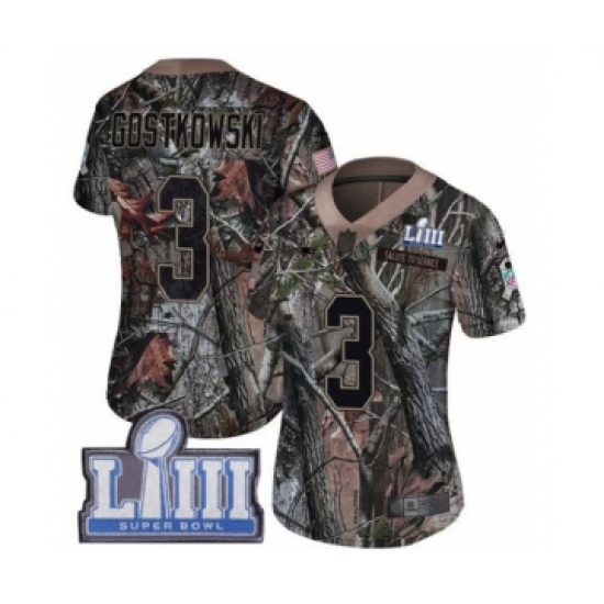 Women's Nike New England Patriots 3 Stephen Gostkowski Camo Rush Realtree Limited Super Bowl LIII Bound NFL Jersey