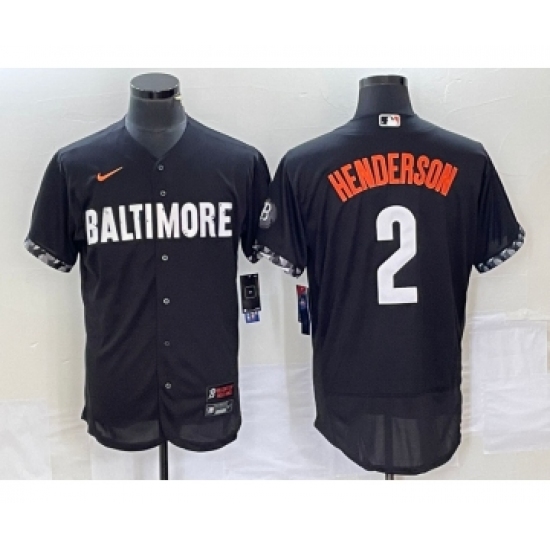 Men's Nike Baltimore Orioles 2 Gunnar Henderson Black 2023 City Connect Flex Base Stitched Jersey
