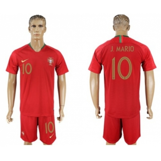 Portugal 10 J.Mario Home Soccer Country Jersey